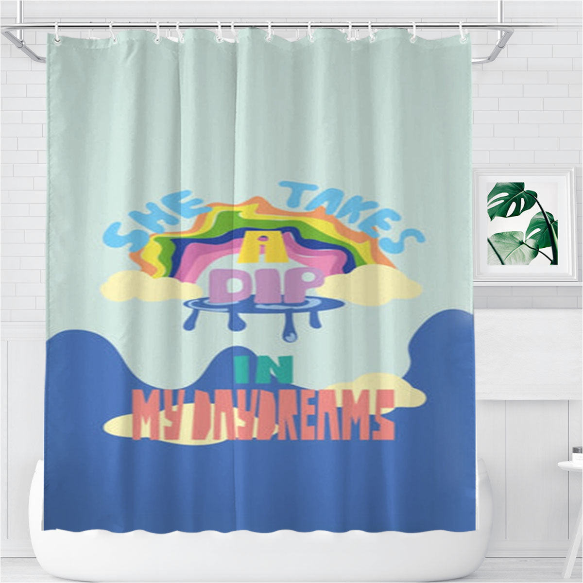 She Takes A Dip In My Daydreams Bathroom Shower Curtain Fabric Waterproof | 66 X 72 Inch