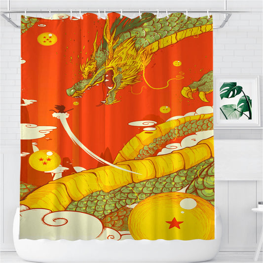 Personalized Shenlong And Goku Dragon Ball Z Shower Curtain Farmhouse Bathroom Decor
