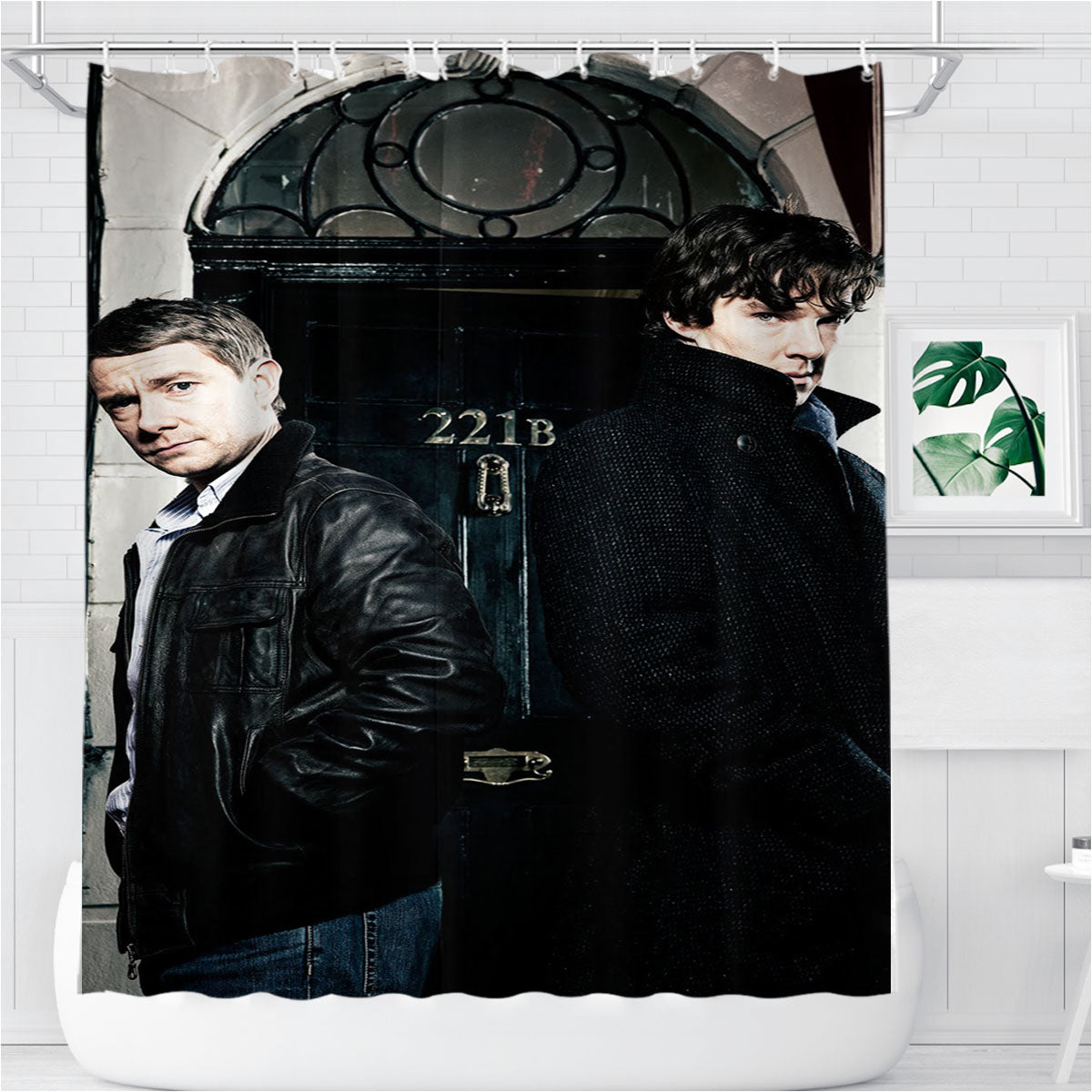 Sherlock And Dr Watson Bathroom Shower Curtain Fabric Waterproof | 66 X 72 Inch