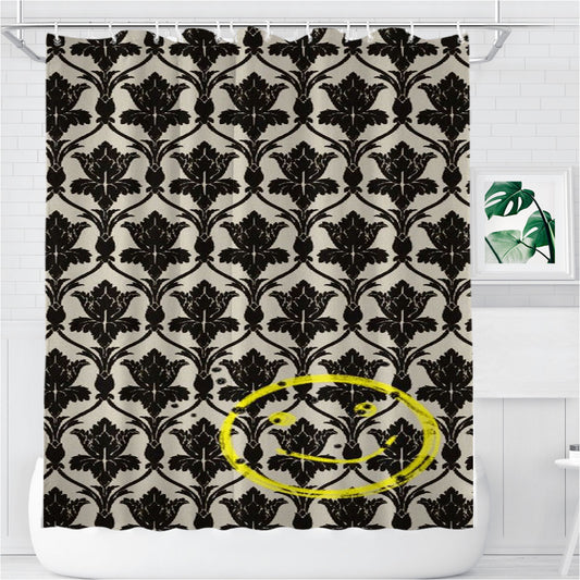 Personalized Sherlock Holmers Smile Damask Shower Curtain Farmhouse Bathroom Decor