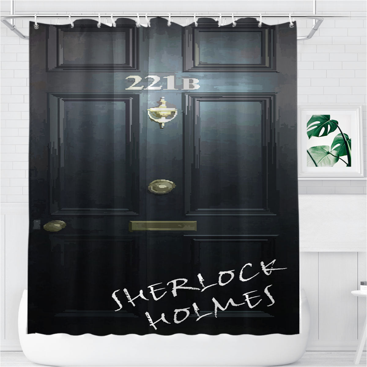 Sherlock Holmes Door Bathroom Shower Curtain Fabric Waterproof | 66 X 72 Inch