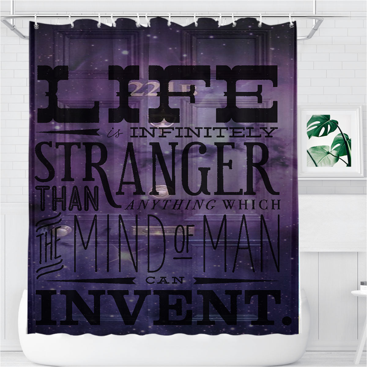 Sherlock Holmes Door Galaxy Quotes Bathroom Shower Curtain Fabric Waterproof | 66 X 72 Inch