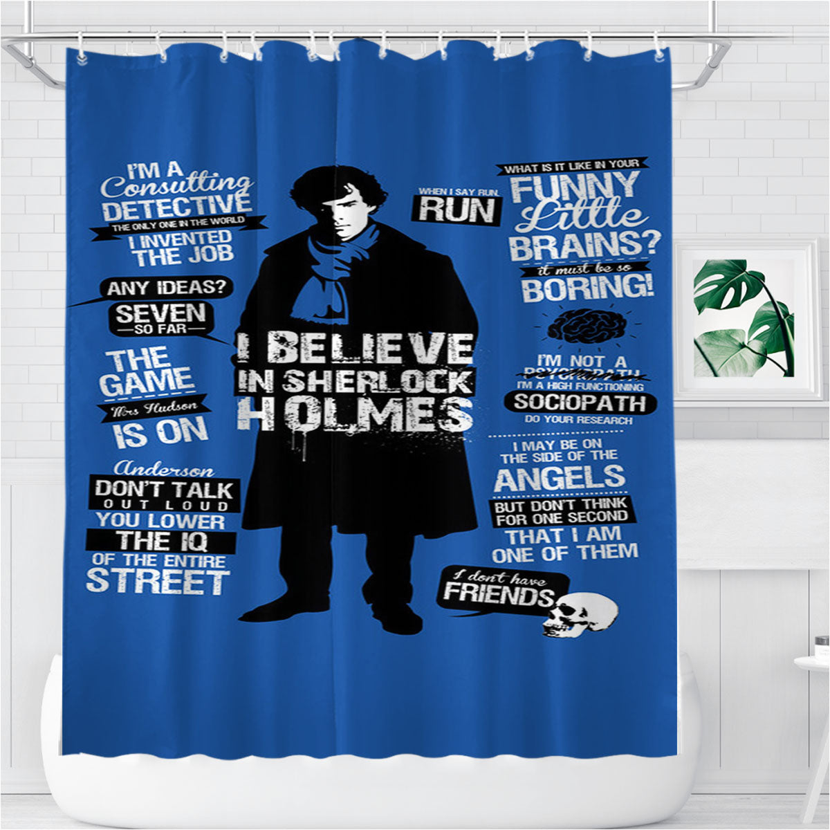 Sherlock Homes Cool Quote Bathroom Shower Curtain Fabric Waterproof | 66 X 72 Inch