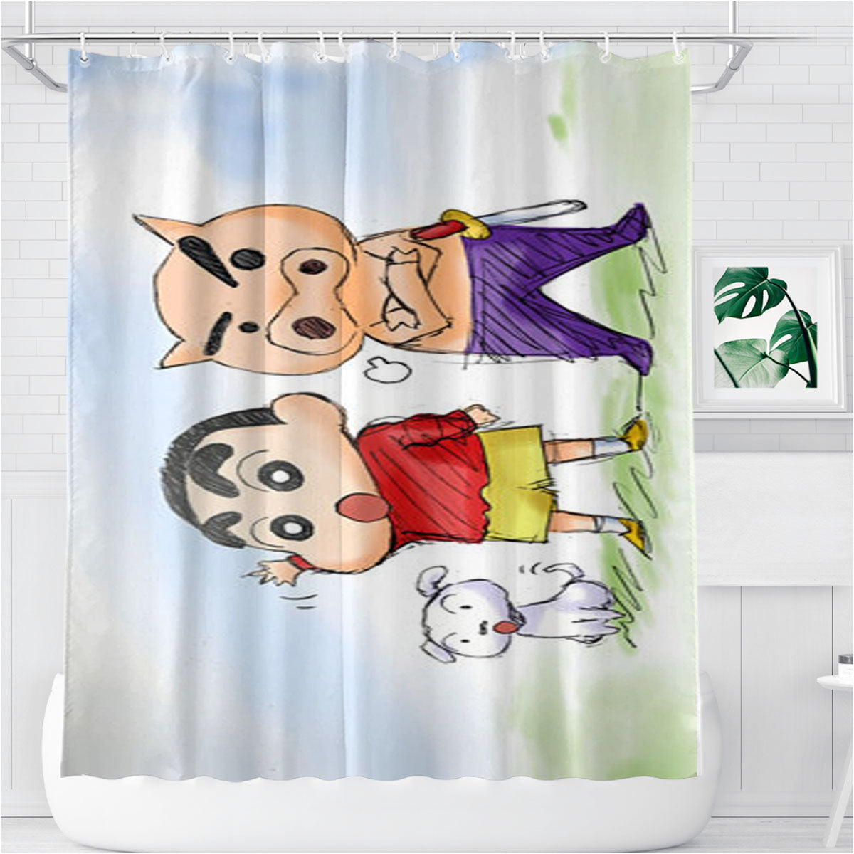 Shin Chan Art Bathroom Shower Curtain Fabric Waterproof | 66 X 72 Inch