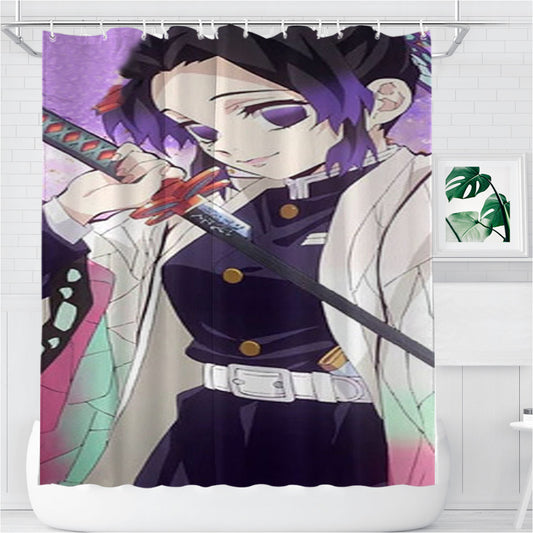 Personalized Shinobu Kocho Demon Slayer Anime Shower Curtain Farmhouse Bathroom Decor