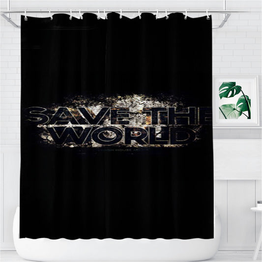 Shm Save The World Bathroom Shower Curtain Fabric Waterproof | 66 X 72 Inch