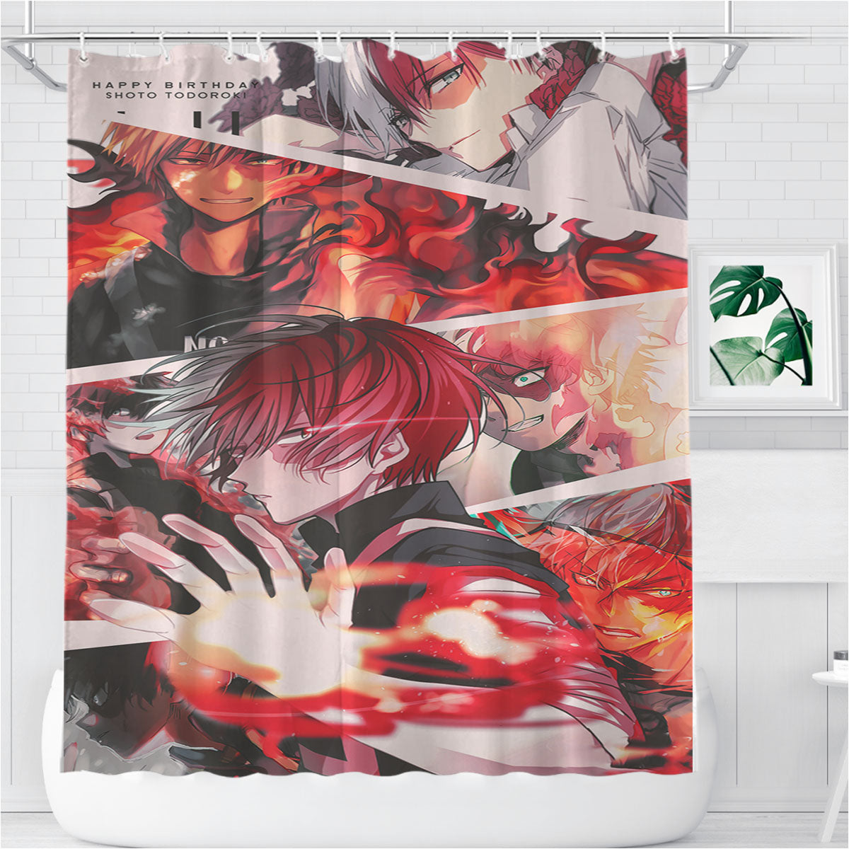 Shoto Todoroki Boku No Hero Academia Bathroom Shower Curtain Fabric Waterproof | 66 X 72 Inch