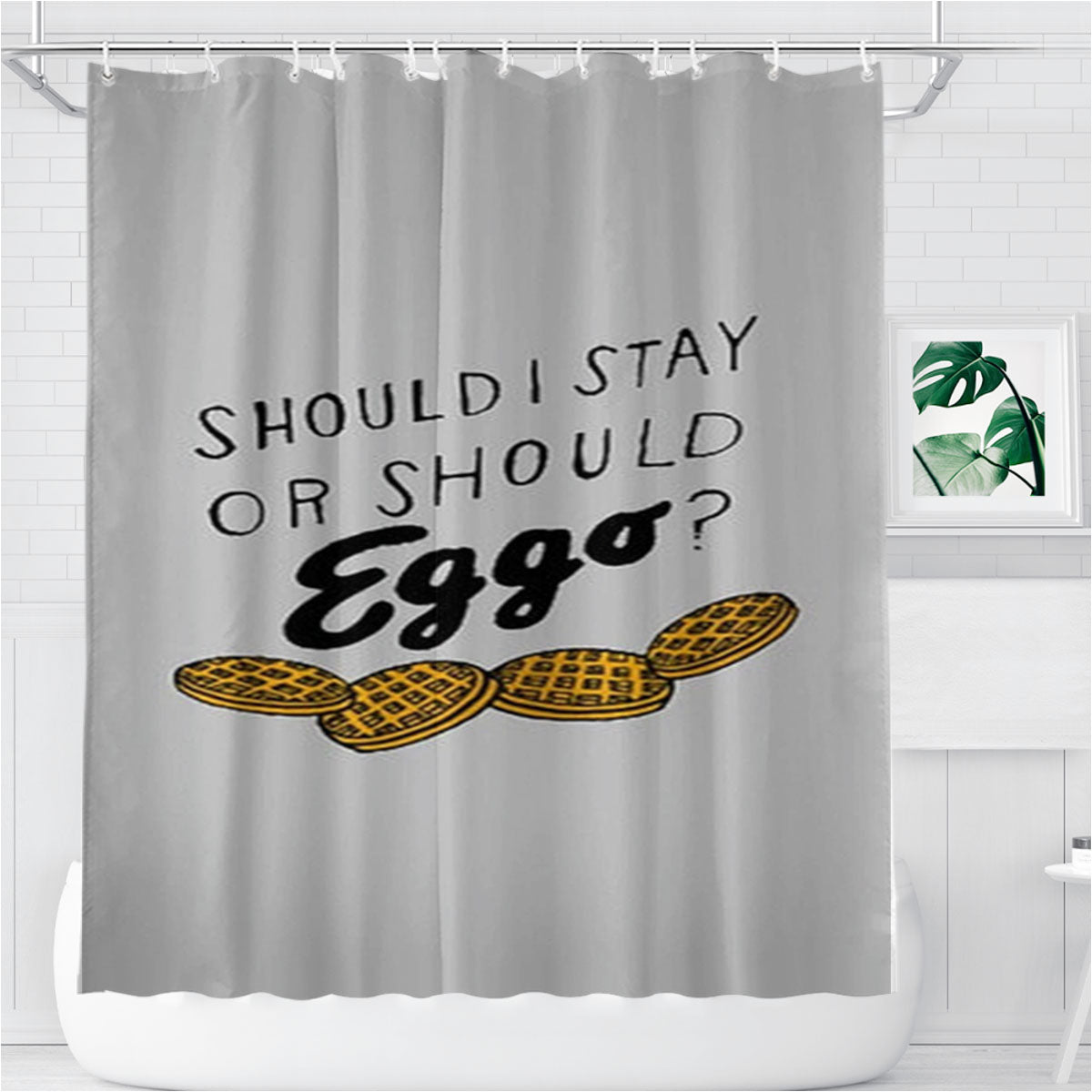 Should I Stay Or Should I Eggo Bathroom Shower Curtain Fabric Waterproof | 66 X 72 Inch