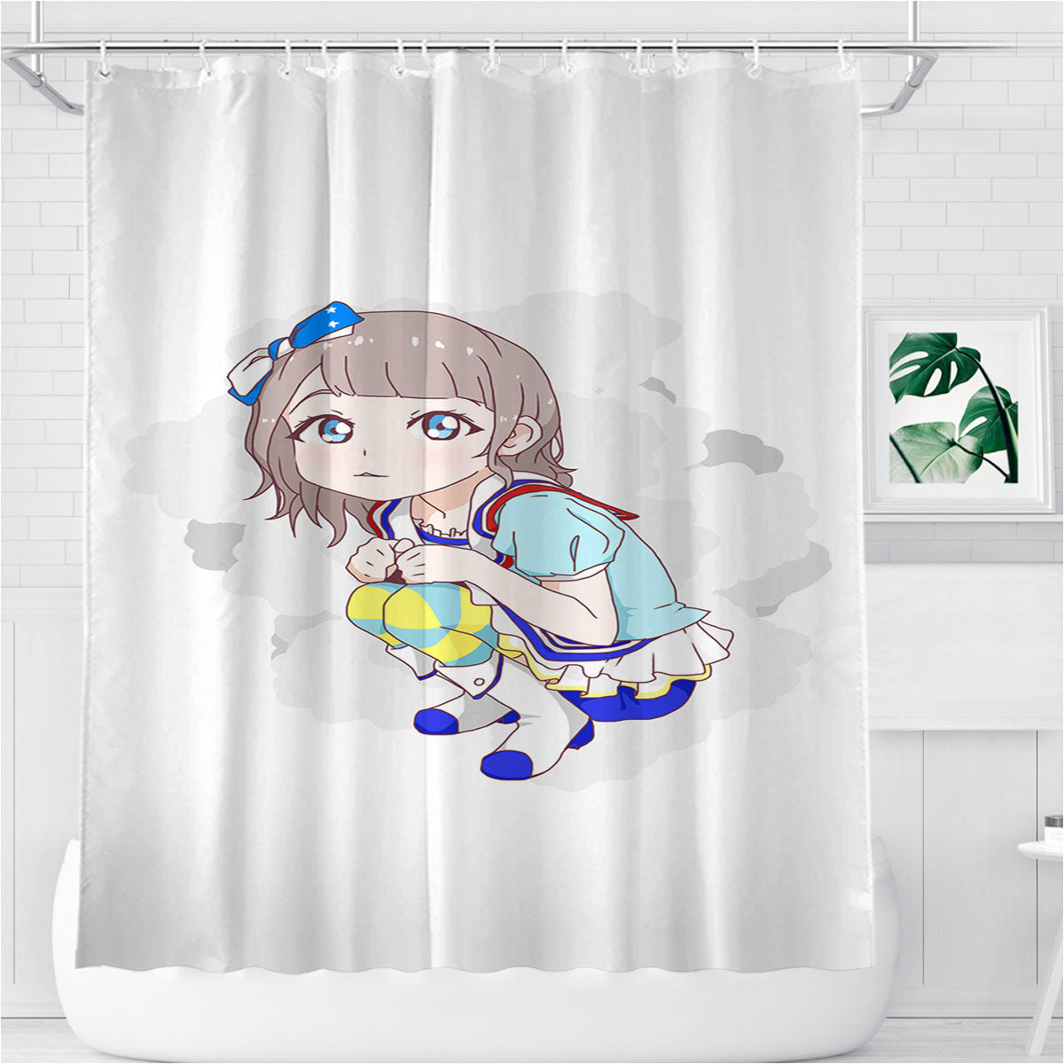 Shuka Saito Love Live Bathroom Shower Curtain Fabric Waterproof | 66 X 72 Inch