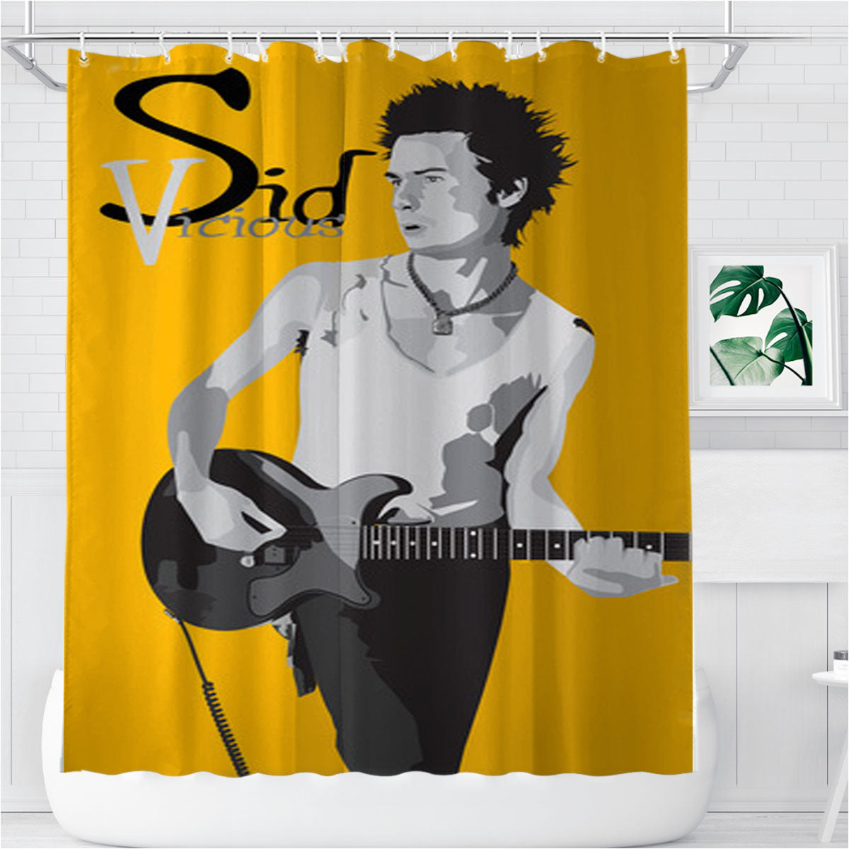 Sid Vicious Sex Pistols Punk Rock Bathroom Shower Curtain Fabric Waterproof | 66 X 72 Inch