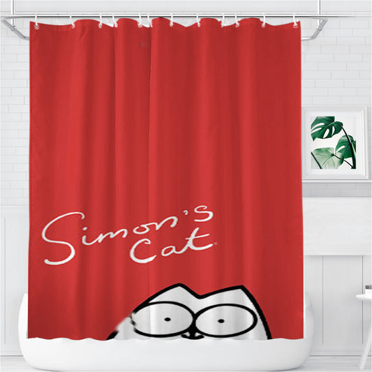 Simon'S Cat Bathroom Shower Curtain Fabric Waterproof | 66 X 72 Inch