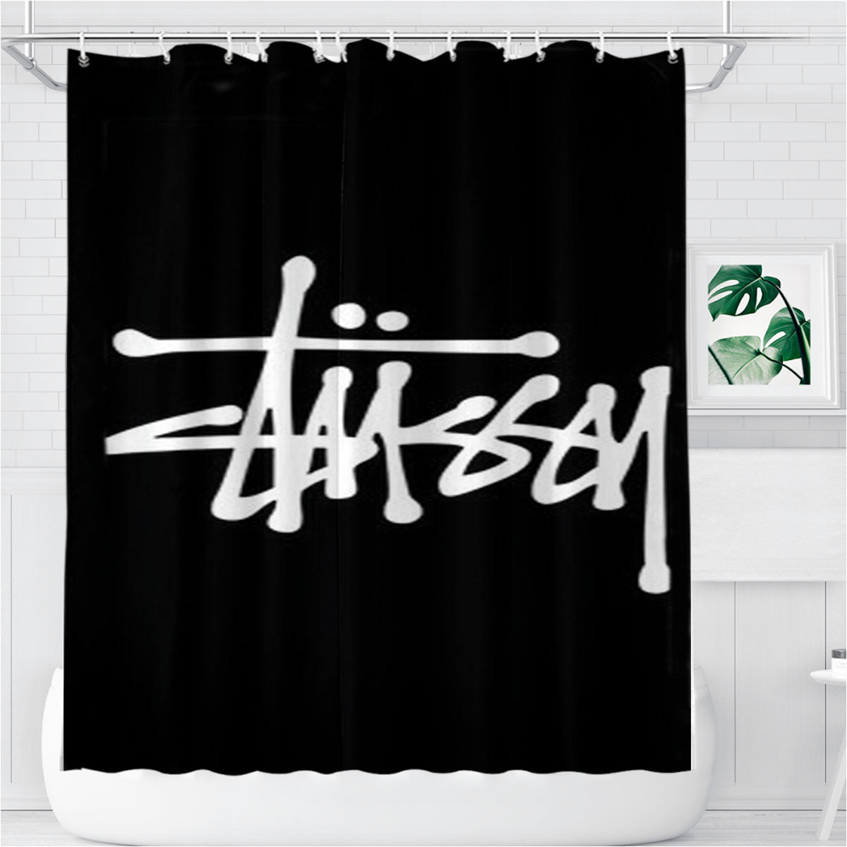 Simple Design Stussy Bathroom Shower Curtain Fabric Waterproof | 66 X 72 Inch