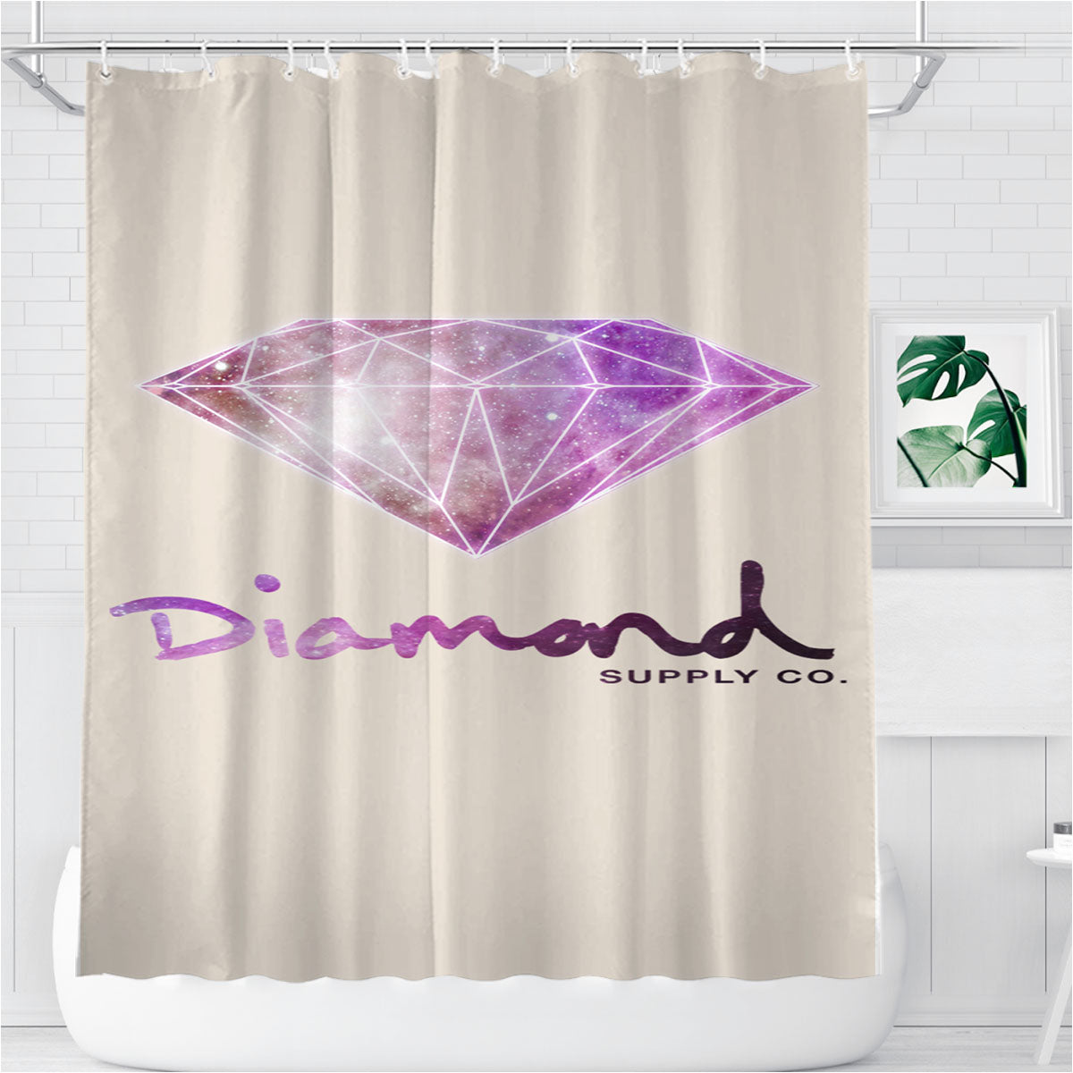 Simple Diamond Supply Co Logo Bathroom Shower Curtain Fabric Waterproof | 66 X 72 Inch