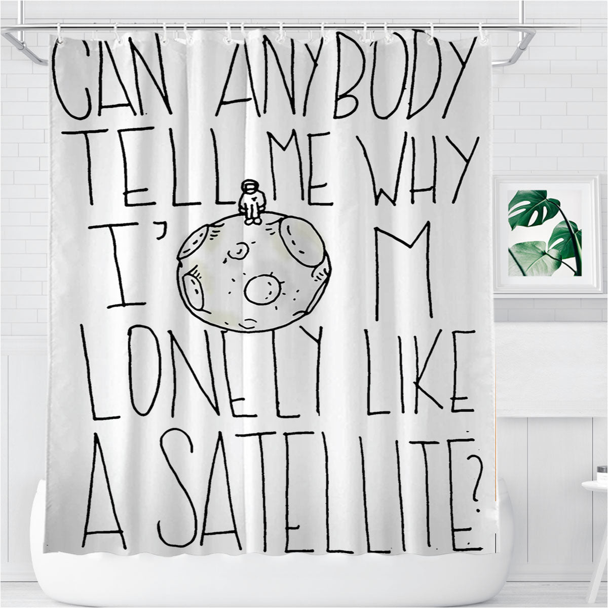 Simple Plan Astronaut Lyric Cover Bathroom Shower Curtain Fabric Waterproof | 66 X 72 Inch