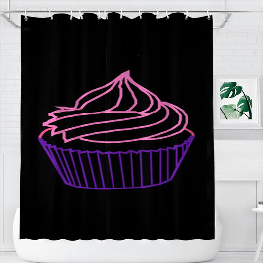 Sixty Cupcake Logo Bathroom Shower Curtain Fabric Waterproof | 66 X 72 Inch