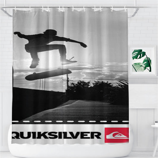Skateboarder Quiksilver Bathroom Shower Curtain Fabric Waterproof | 66 X 72 Inch