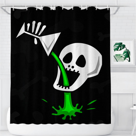 Skeleton Poison Drink Bathroom Shower Curtain Fabric Waterproof | 66 X 72 Inch