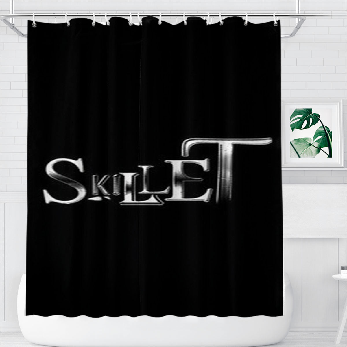 Skillet Simple Design Bathroom Shower Curtain Fabric Waterproof | 66 X 72 Inch