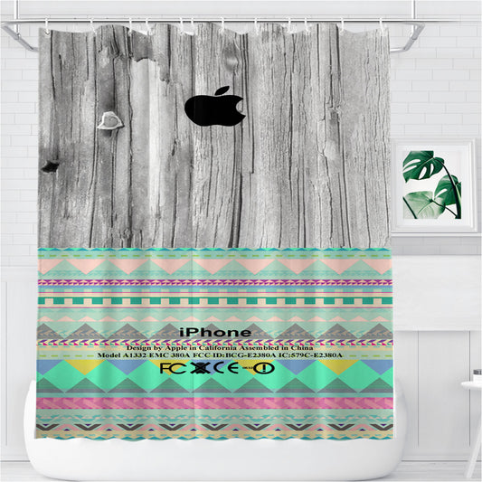 Personalized Skin Aztec Geometric On Wood Shower Curtain Farmhouse Bathroom Decor