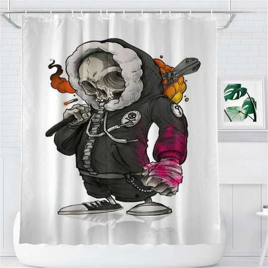 Skinhead Mural Baseball Bathroom Shower Curtain Fabric Waterproof | 66 X 72 Inch