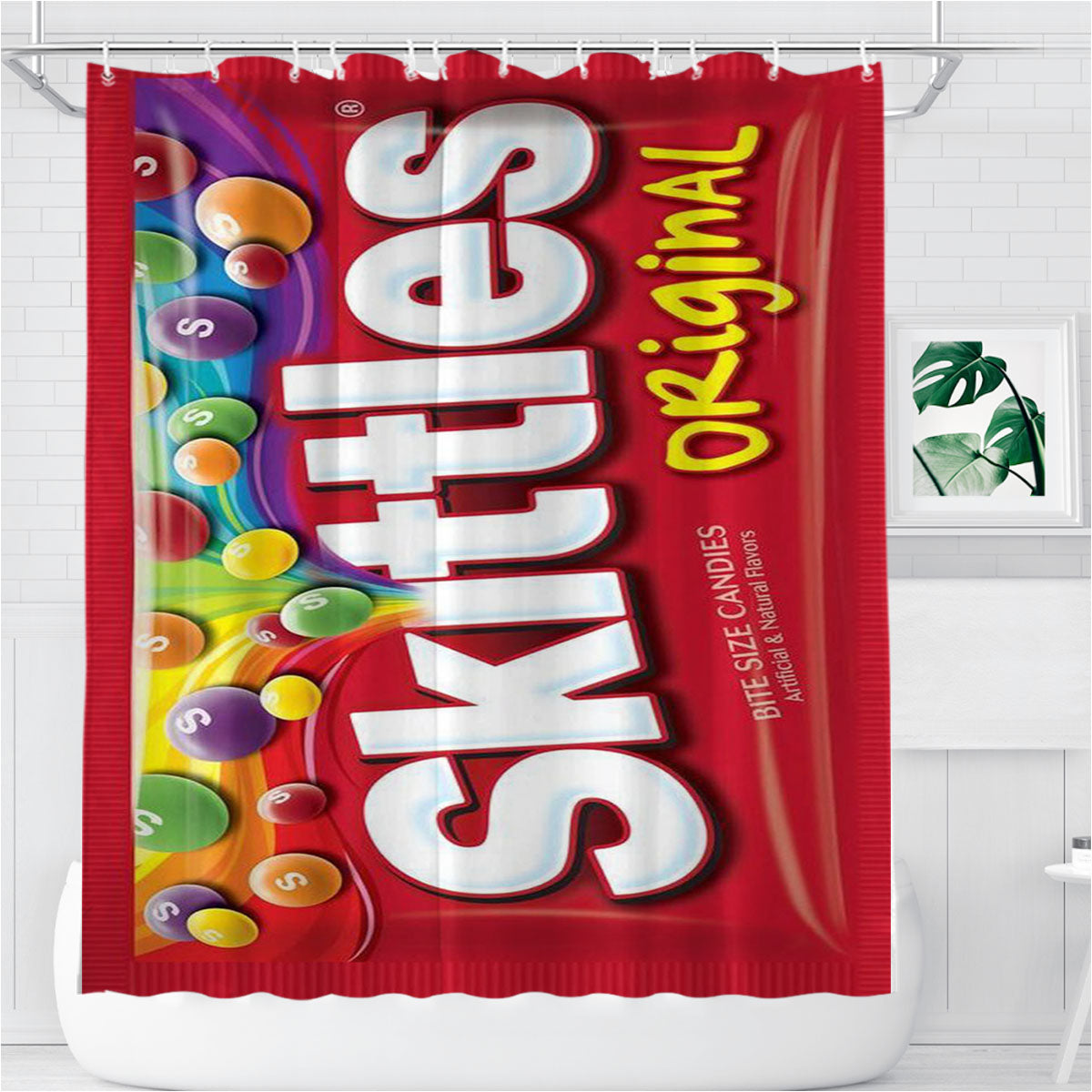 Skittles Original Bathroom Shower Curtain Fabric Waterproof | 66 X 72 Inch