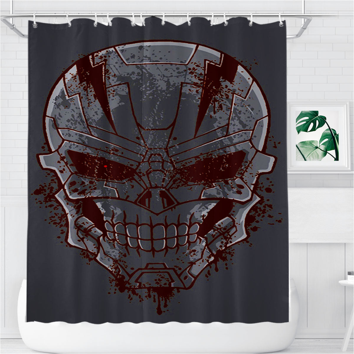 Skull Cyborg Bathroom Shower Curtain Fabric Waterproof | 66 X 72 Inch