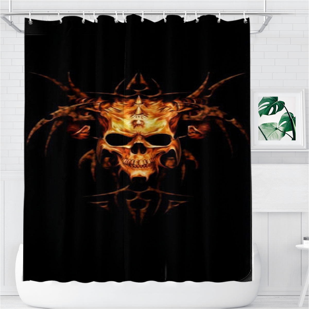Skull Satanic Bathroom Shower Curtain Fabric Waterproof | 66 X 72 Inch
