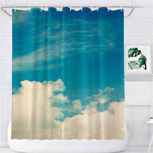 Sky Best Viem Blue Bathroom Shower Curtain Fabric Waterproof | 66 X 72 Inch