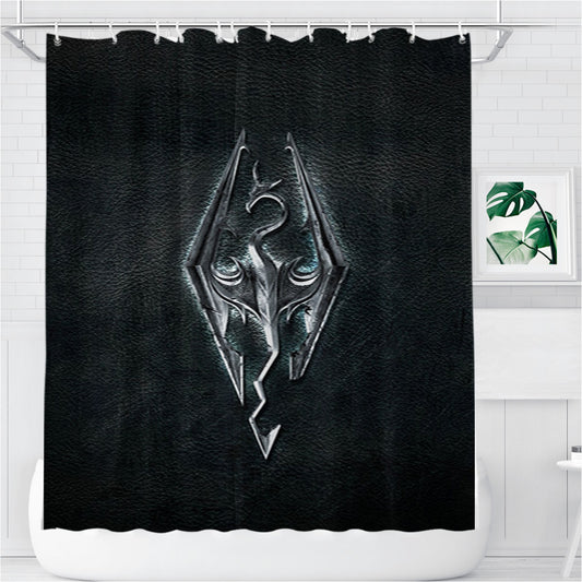 Skyrim Logo Bathroom Shower Curtain Fabric Waterproof | 66 X 72 Inch