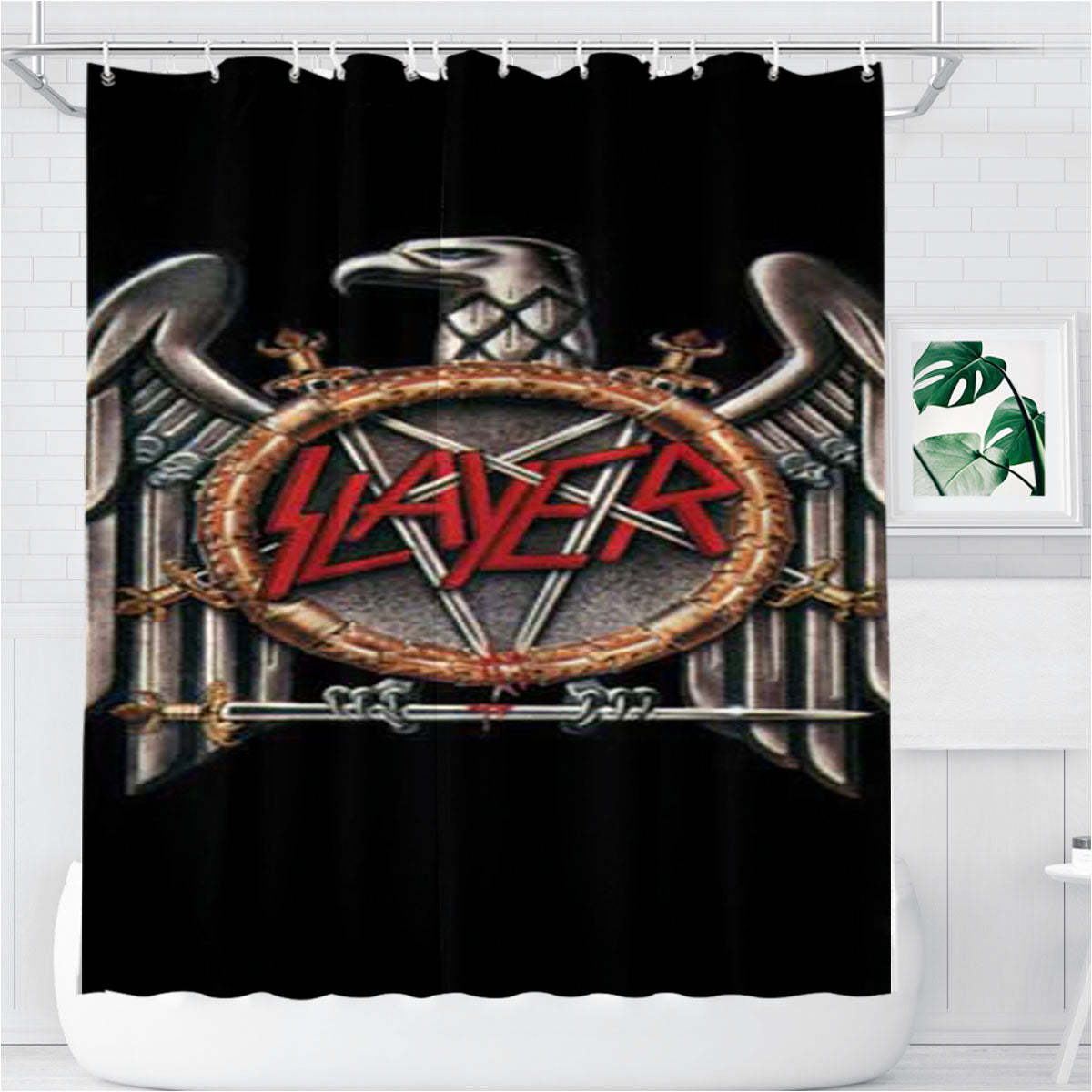 Slayer Eagle Logo Bathroom Shower Curtain Fabric Waterproof | 66 X 72 Inch