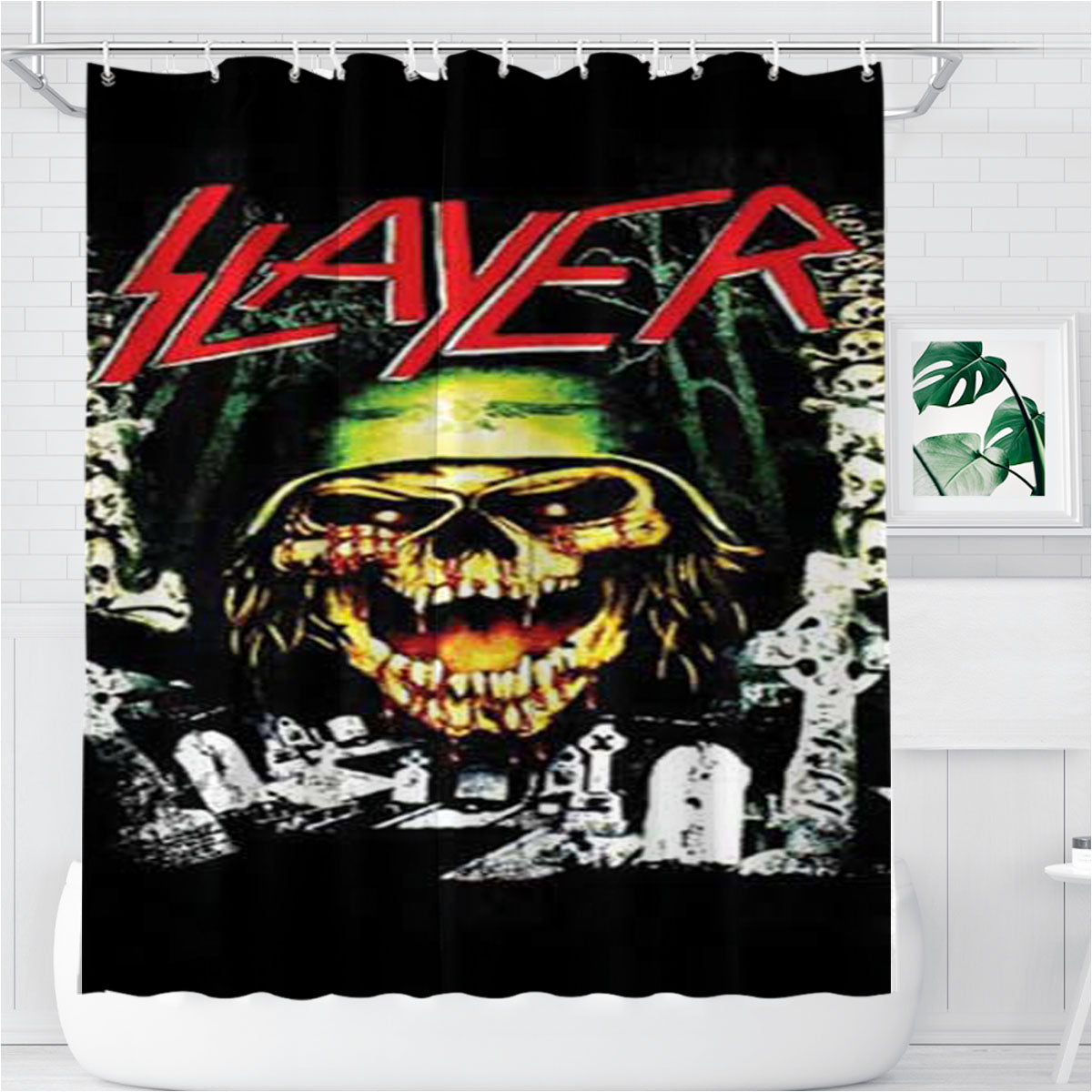 Slayer Helmet Bathroom Shower Curtain Fabric Waterproof | 66 X 72 Inch