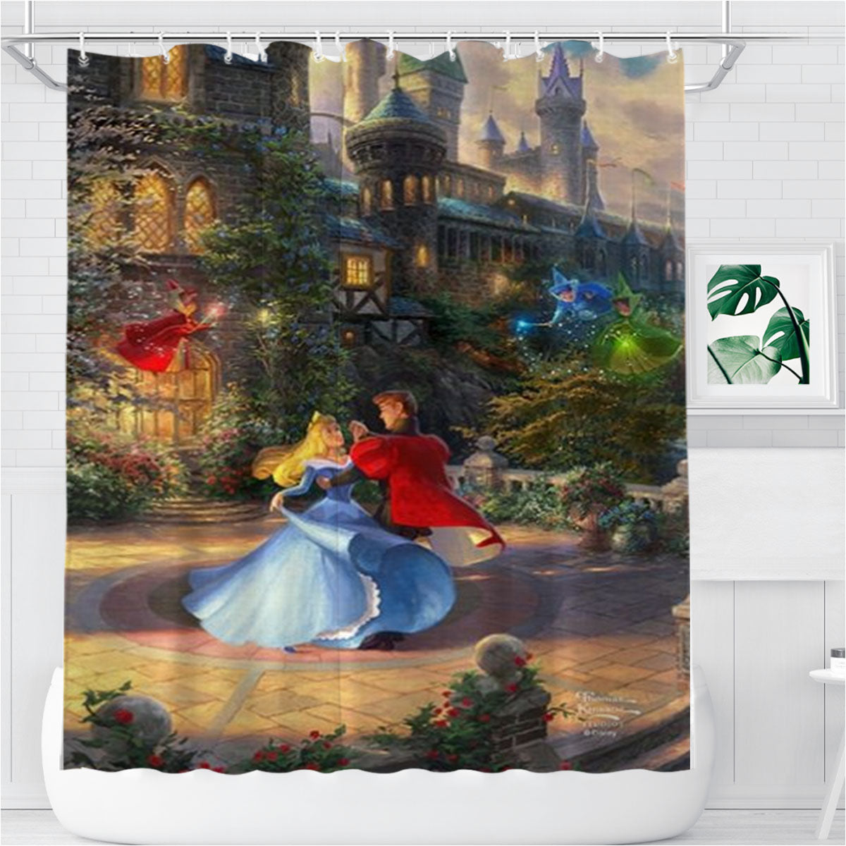 Sleeping Beauty Dancing In The Enchanted Light Bathroom Shower Curtain Fabric Waterproof | 66 X 72 Inch
