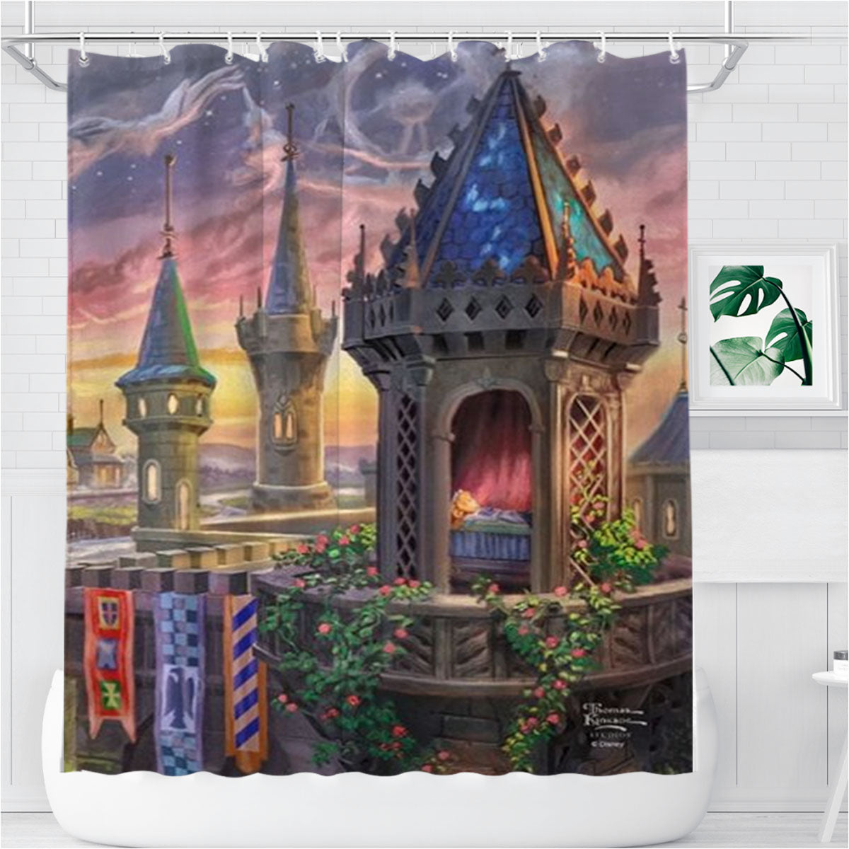 Sleeping Beauty In The Tower Bathroom Shower Curtain Fabric Waterproof | 66 X 72 Inch