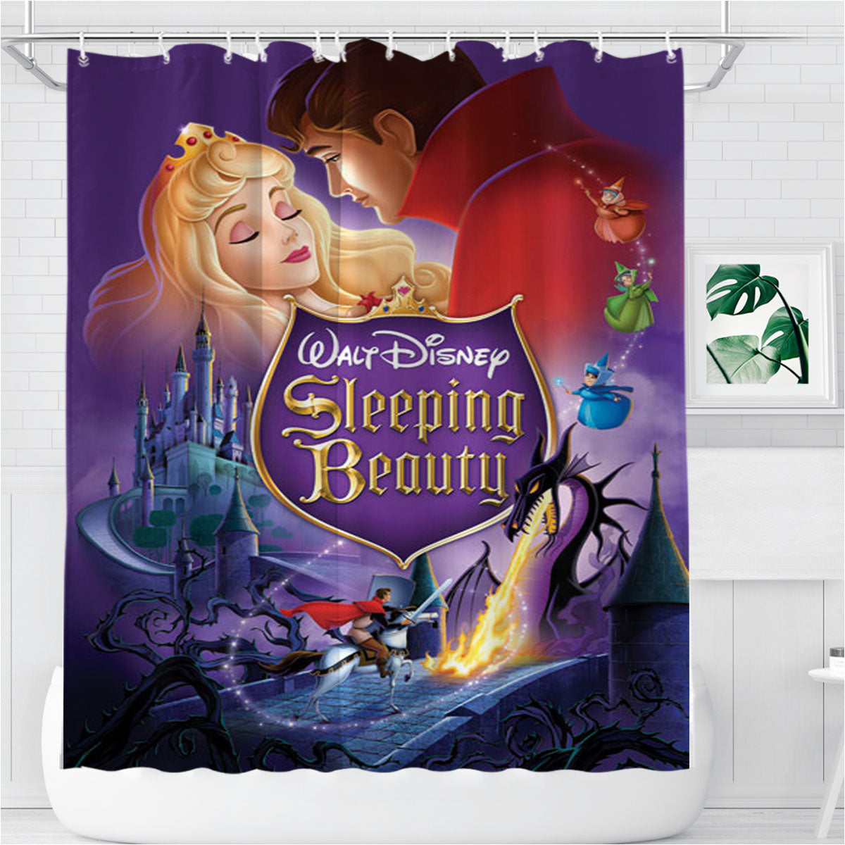 Sleeping Beauty Inspired Vintage Bathroom Shower Curtain Fabric Waterproof | 66 X 72 Inch