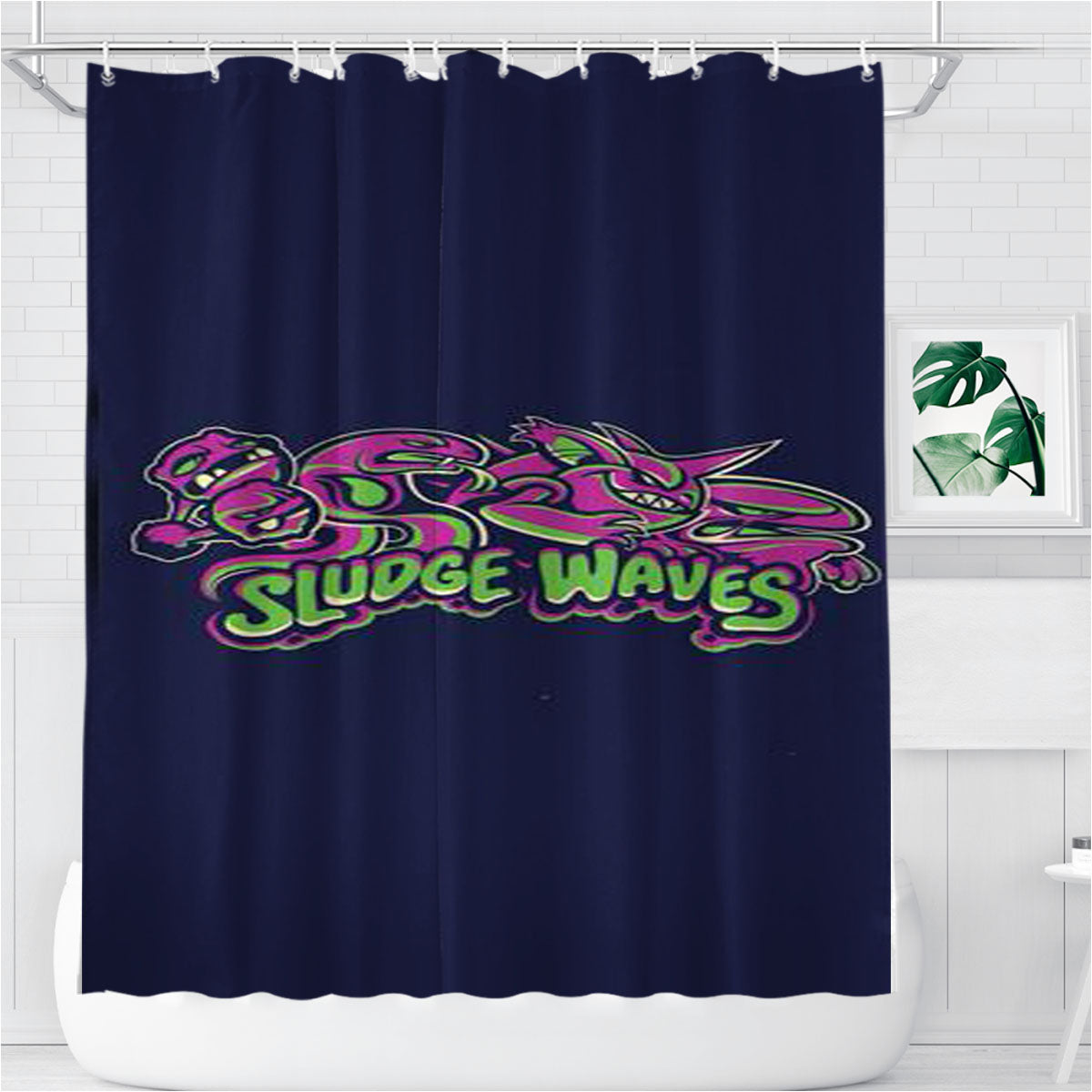 Sludge Waves Bathroom Shower Curtain Fabric Waterproof | 66 X 72 Inch
