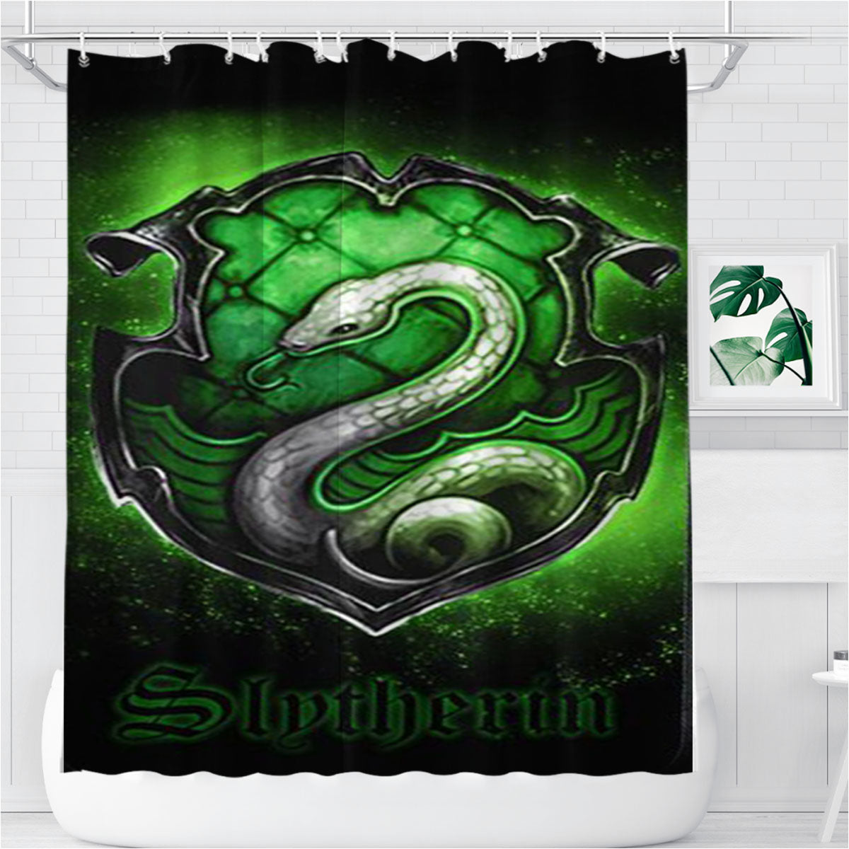 Slytherin Logo Bathroom Shower Curtain Fabric Waterproof | 66 X 72 Inch