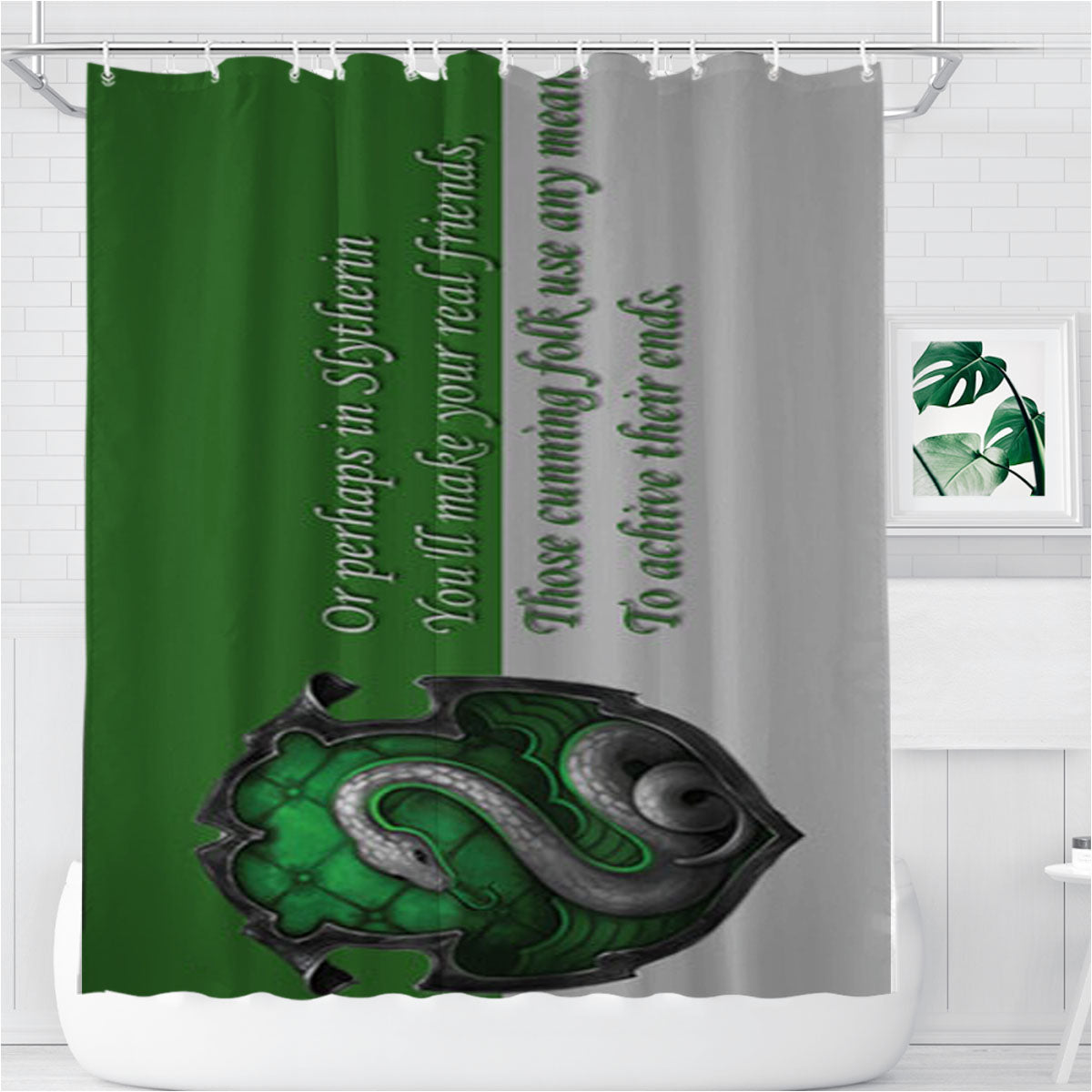 Slytherin Quotes Bathroom Shower Curtain Fabric Waterproof | 66 X 72 Inch