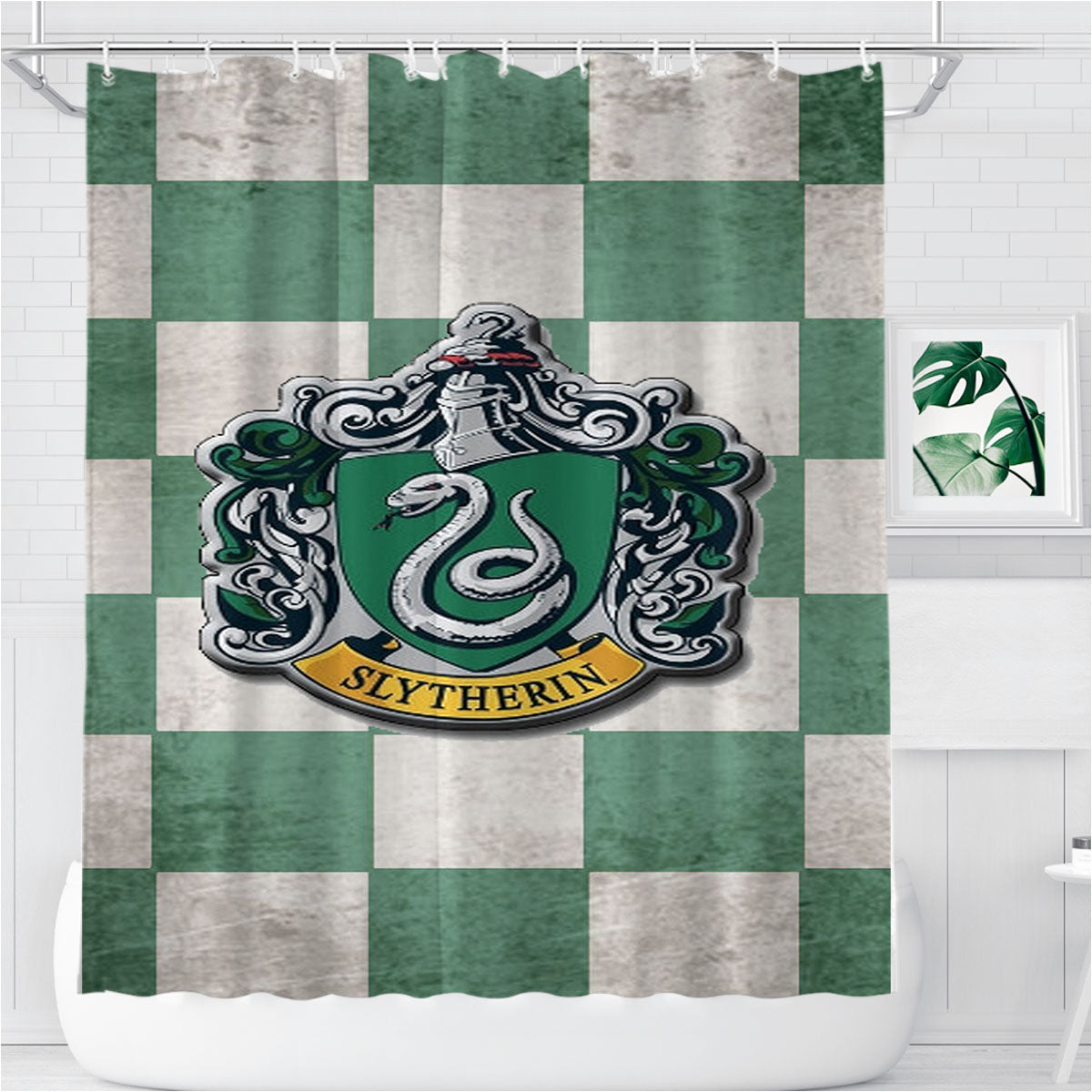 Slytherin School Crest Bathroom Shower Curtain Fabric Waterproof | 66 X 72 Inch