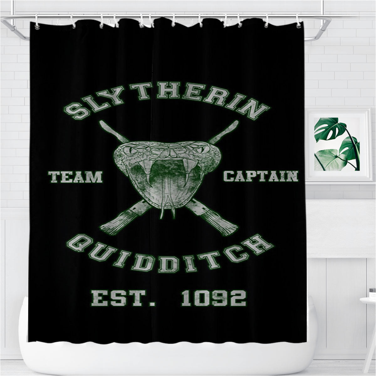 Slytherin Team Captain Quidditch Bathroom Shower Curtain Fabric Waterproof | 66 X 72 Inch