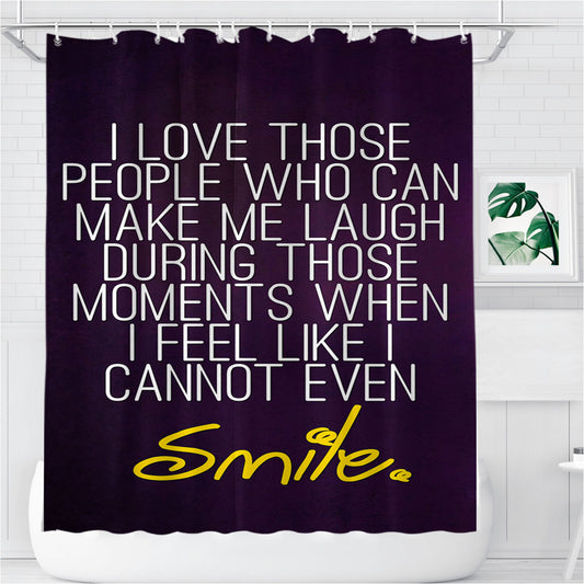 Personalized Smile Quote Shower Curtain Farmhouse Bathroom Decor