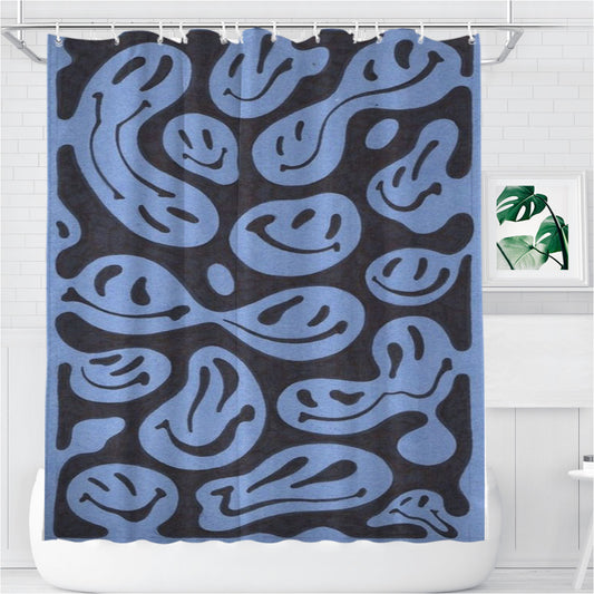 Personalized Smiley Melt Pattern Prot Shower Curtain Farmhouse Bathroom Decor