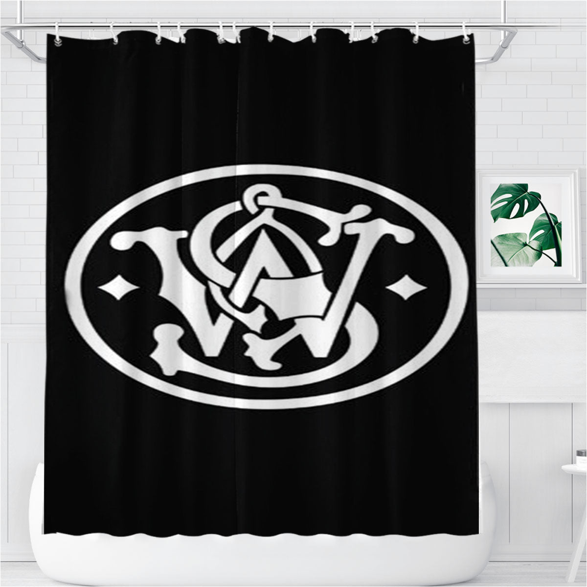 Smith And Wesson Black Bathroom Shower Curtain Fabric Waterproof | 66 X 72 Inch