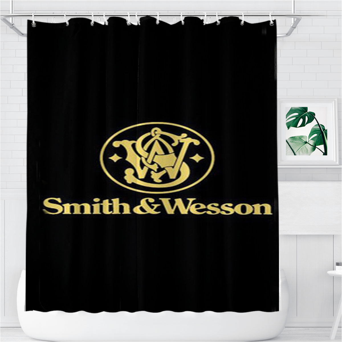 Smith And Wesson Icon Bathroom Shower Curtain Fabric Waterproof | 66 X 72 Inch