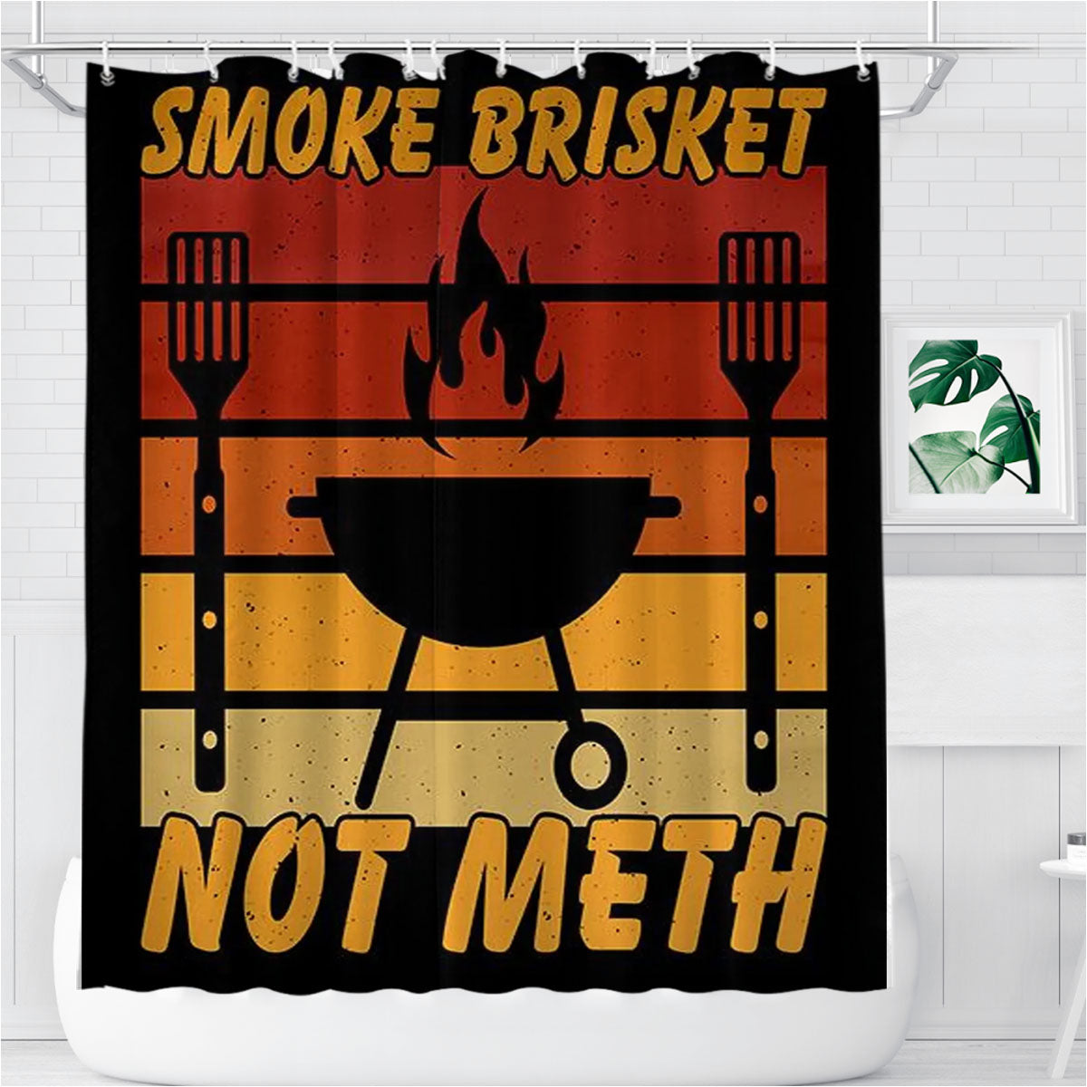 Smoke Brisket Not Meth Bathroom Shower Curtain Fabric Waterproof | 66 X 72 Inch