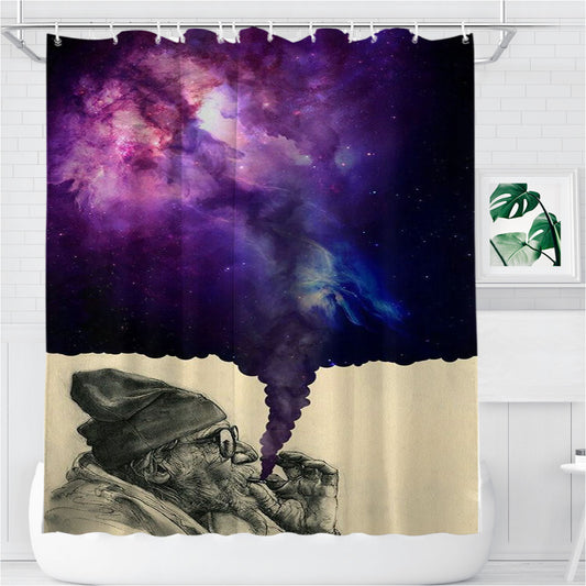 Smoking Galaxy Bathroom Shower Curtain Fabric Waterproof | 66 X 72 Inch