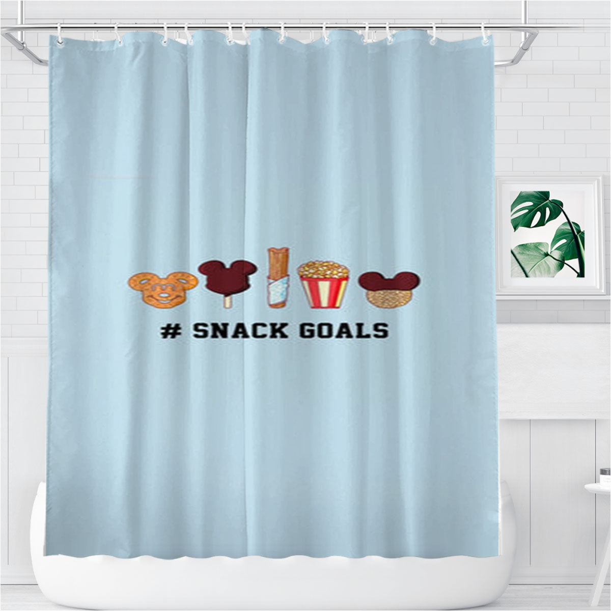 Snack Goals Bathroom Shower Curtain Fabric Waterproof | 66 X 72 Inch