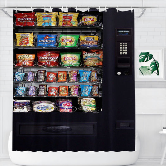Snacks Vending Machine Bathroom Shower Curtain Fabric Waterproof | 66 X 72 Inch