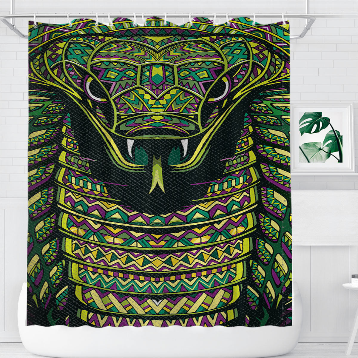 Snake Aztec Pattern Bathroom Shower Curtain Fabric Waterproof | 66 X 72 Inch