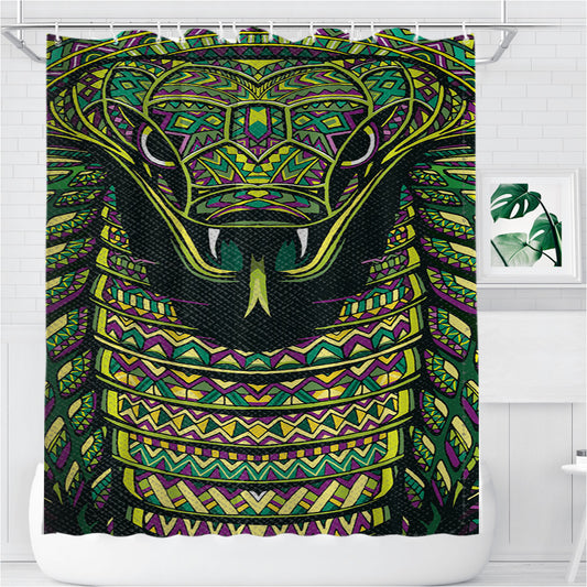Personalized Snake Aztec Pattern Shower Curtain Farmhouse Bathroom Decor