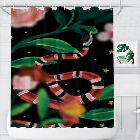 Snake Flower Bathroom Shower Curtain Fabric Waterproof | 66 X 72 Inch